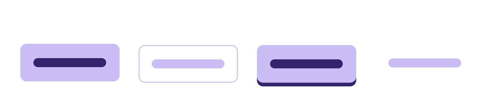 Button variants showing filled, outline, elevated, and link styles side by side